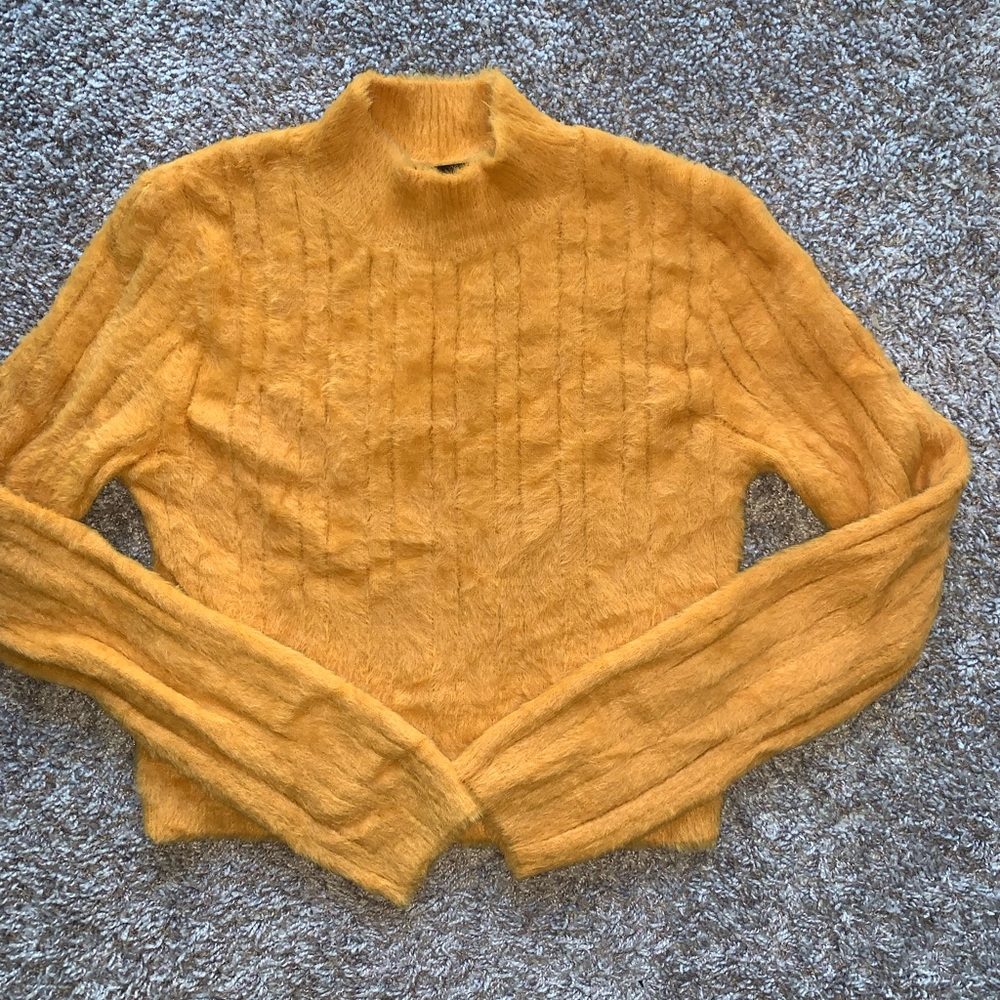 Forever 21 Mustard Crop Top Sweater